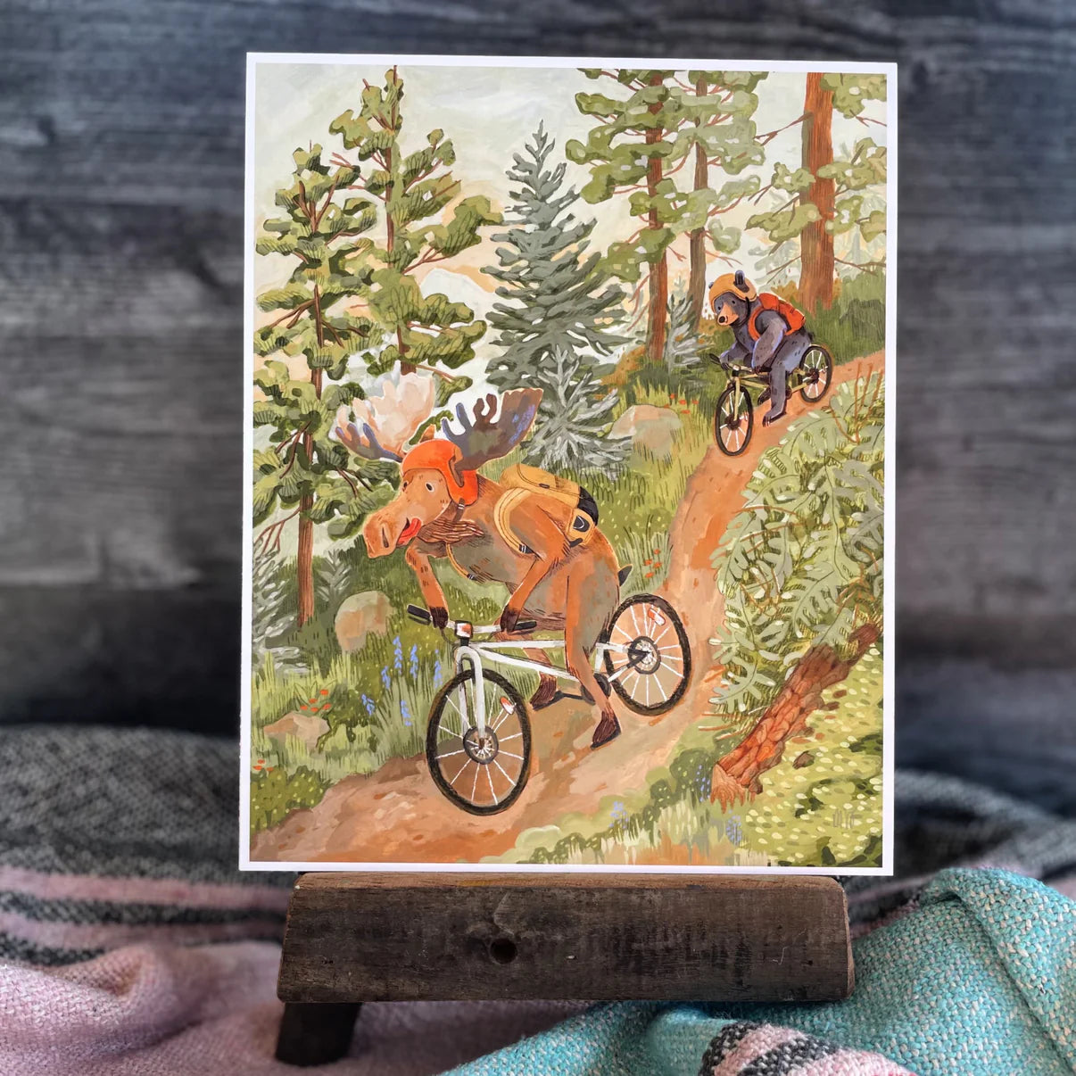 Mountain Biking Moose Greeting Card