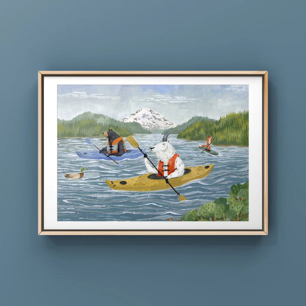 Kayak Lake Art Print