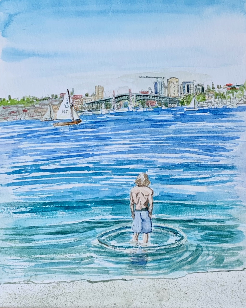 Lake Union and Swimmer | M. Pontieri