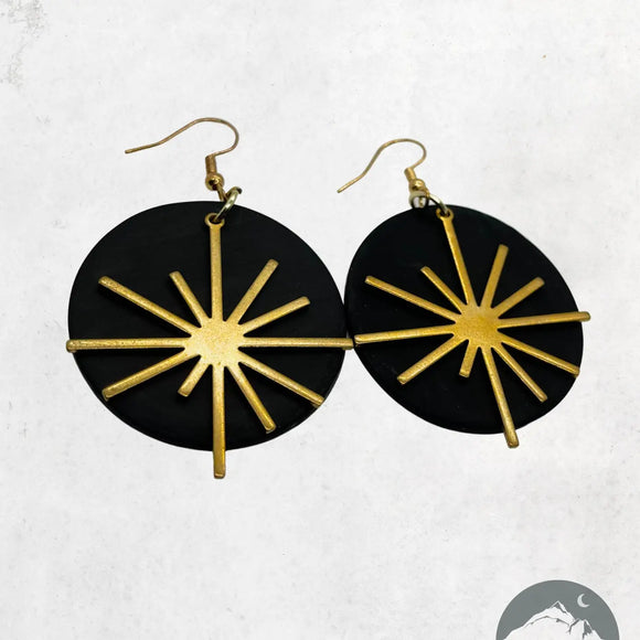 Limited Edition Black and Gold Sun Earrings