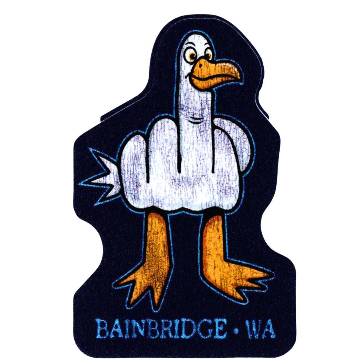 Flipping the Bird Seagull Bainbridge Style Sticker
