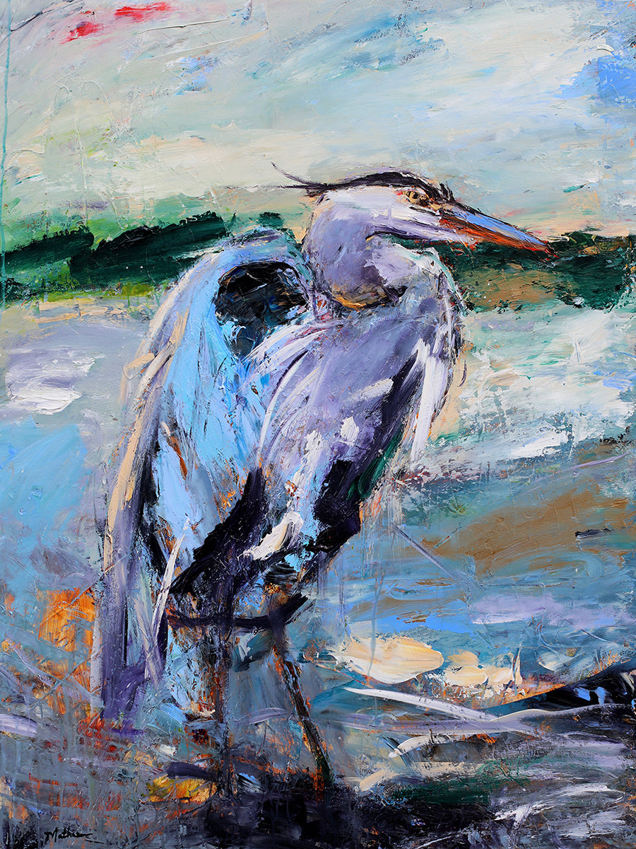 "Lucky Heron" Christopher Mathie Fine Art