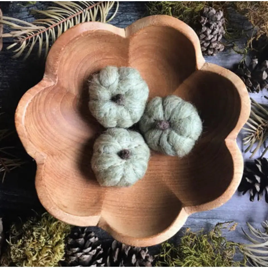 Meadow Green Felted Wool Mini Pumpkin