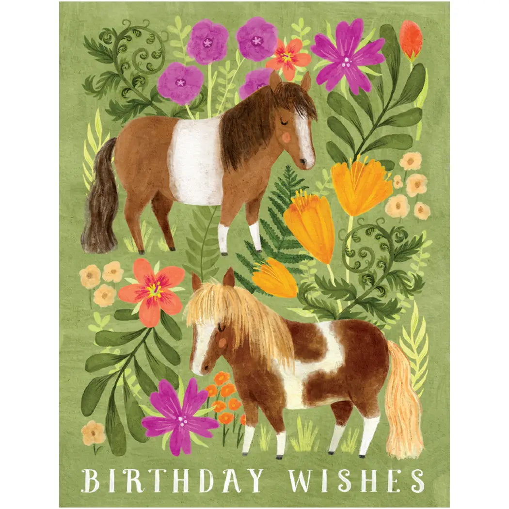Mini Ponies Botanical Card