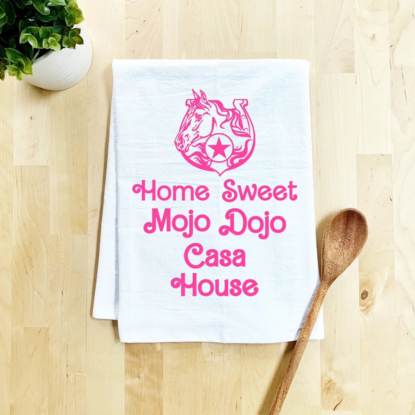 Mojo Dojo Casa House Pink Ink - Tea Towel