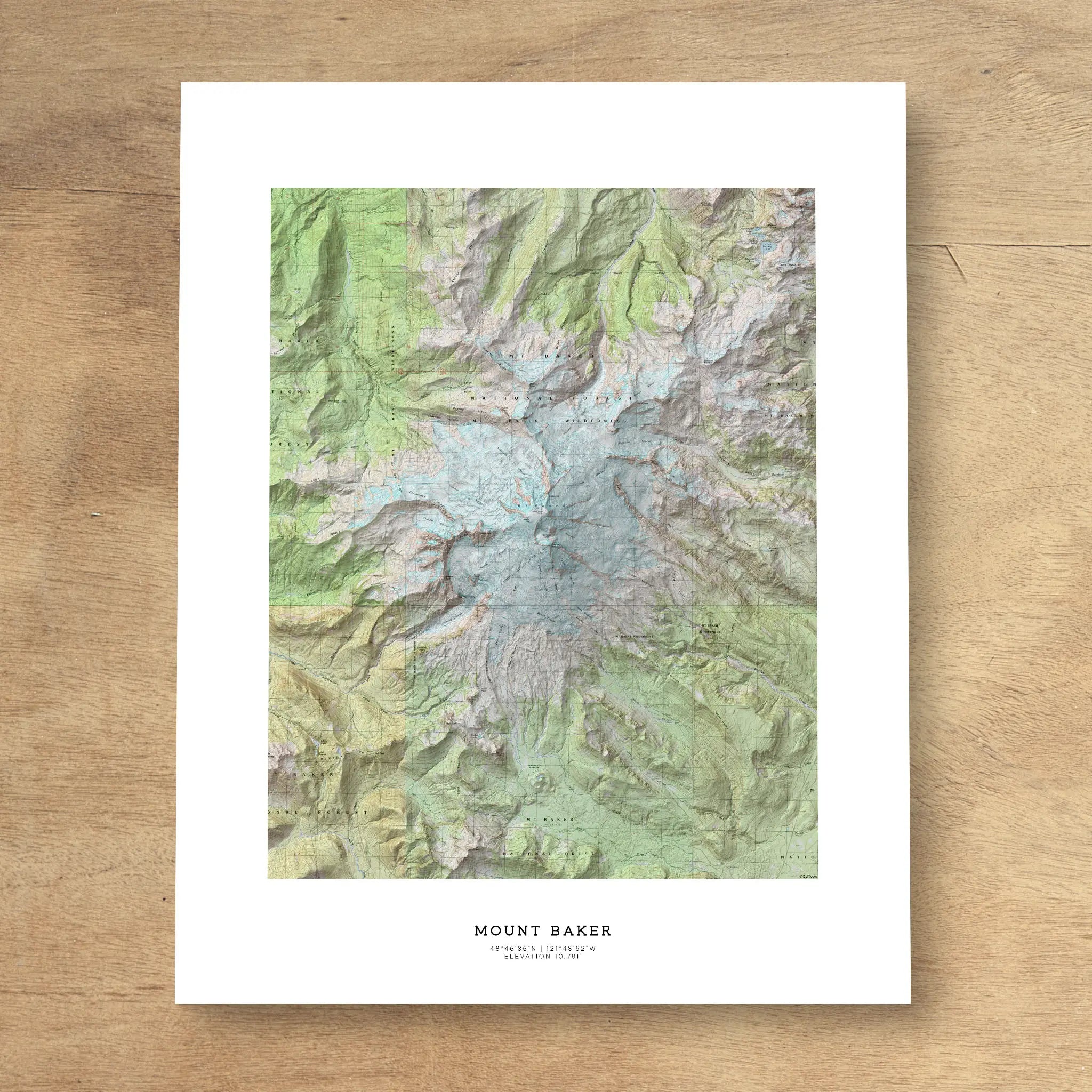 Mount Baker USGS Color Topographic Map Art Print