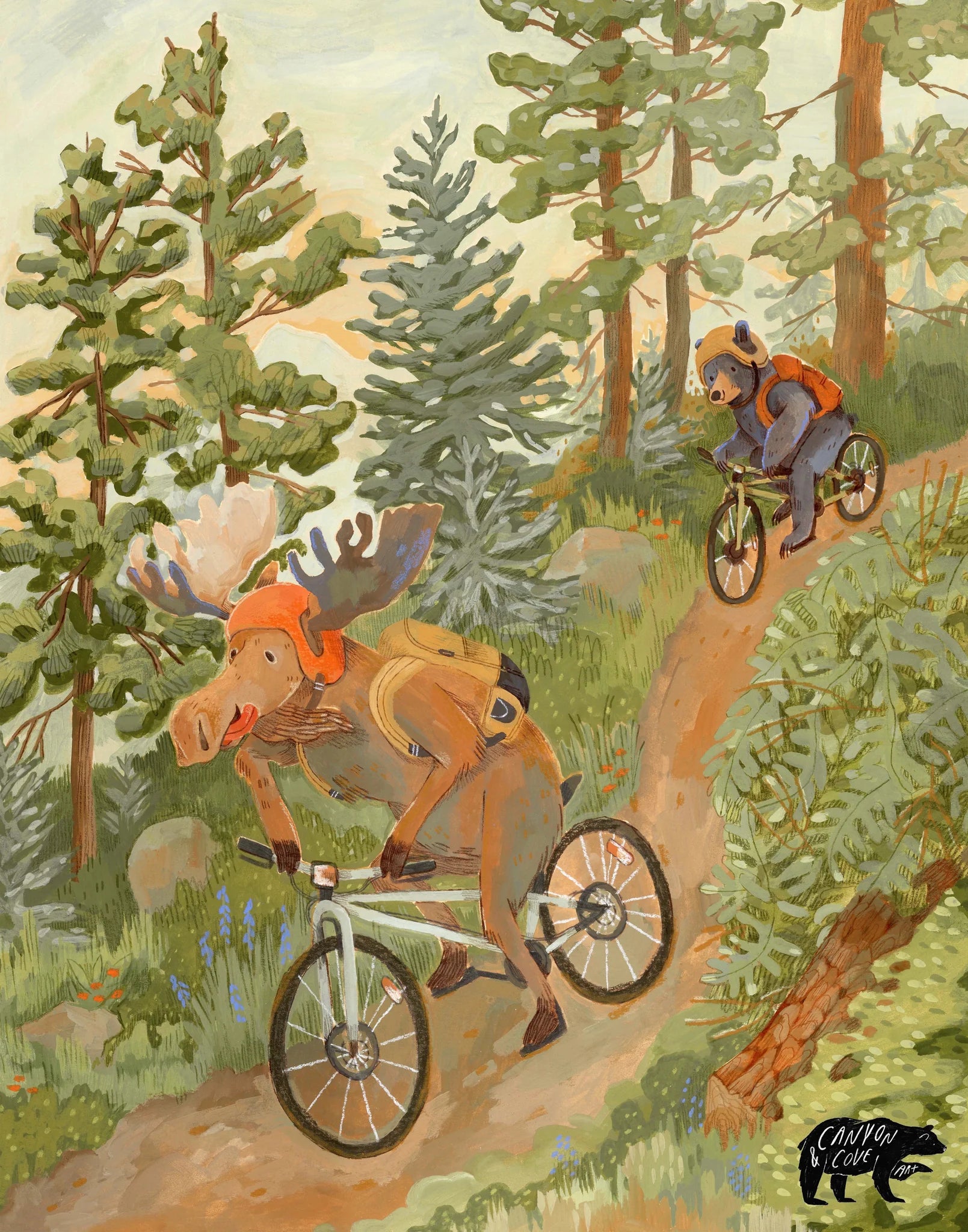 Mt Biking Moose Art Print