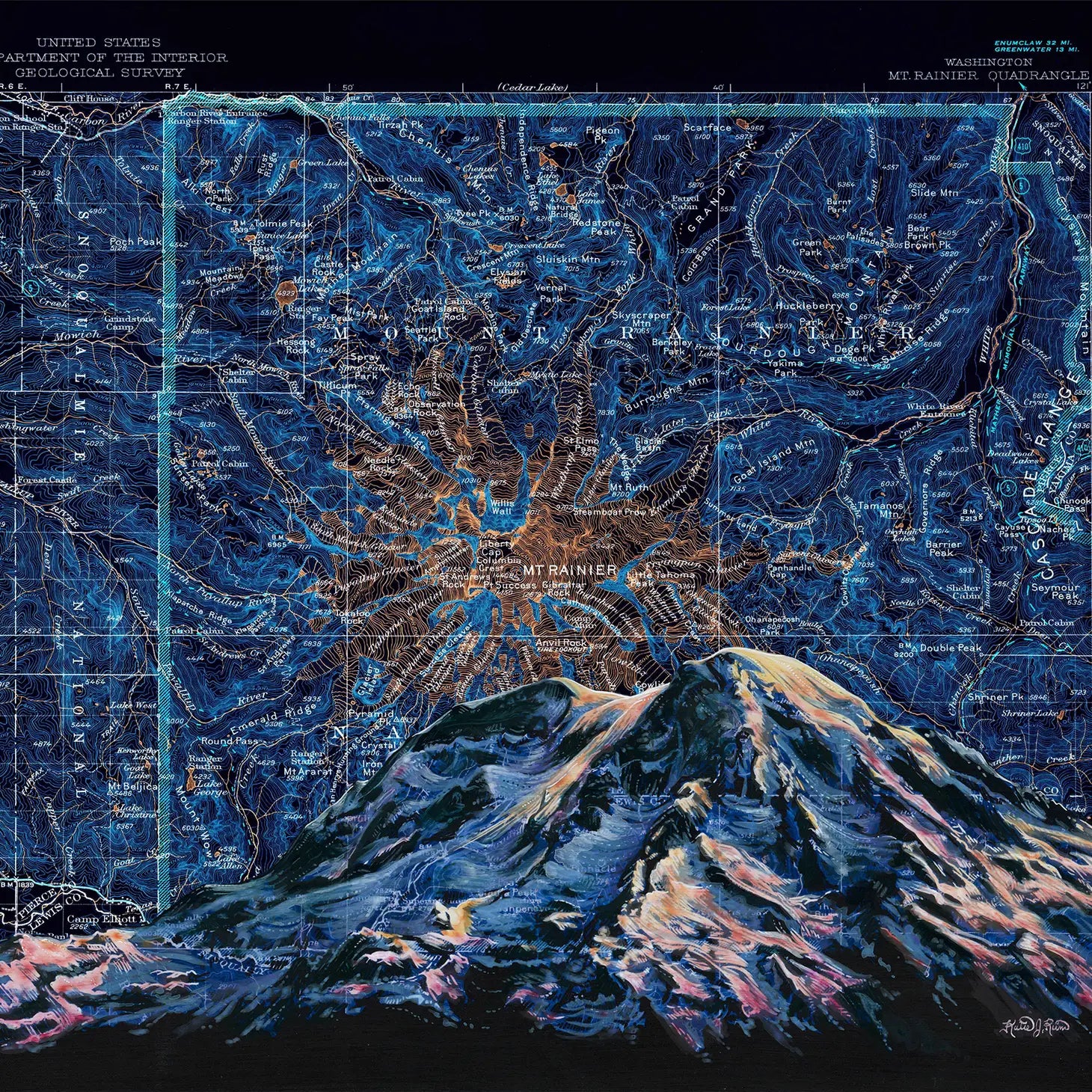 Washington Mt Rainier Magnets Rainier Night