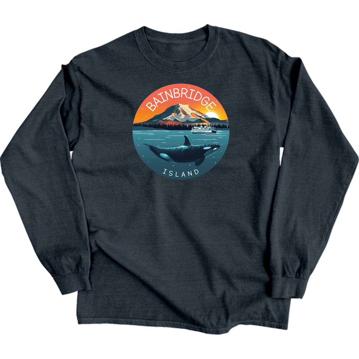 Mount Rainier Orca Bainbridge Island Unisex Long Sleeve Shirt