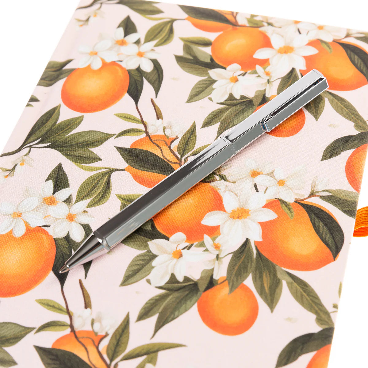 La Petite Presse Collection L'Orange 6 x 8 Fabric-Covered Journal with Pen