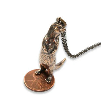 Standing Otter Pendant Necklace | Burnished Bronze