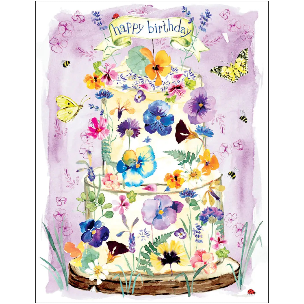 Pansy Flower Cake Card