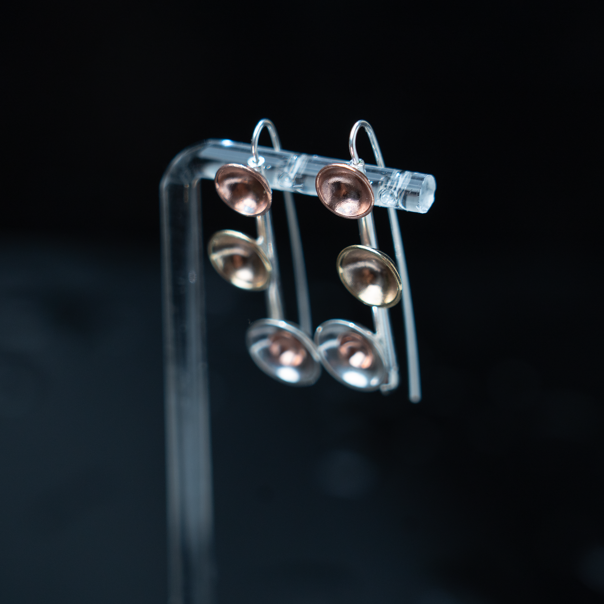 Pebbles on the Beach Long Earrings - Patina Finish