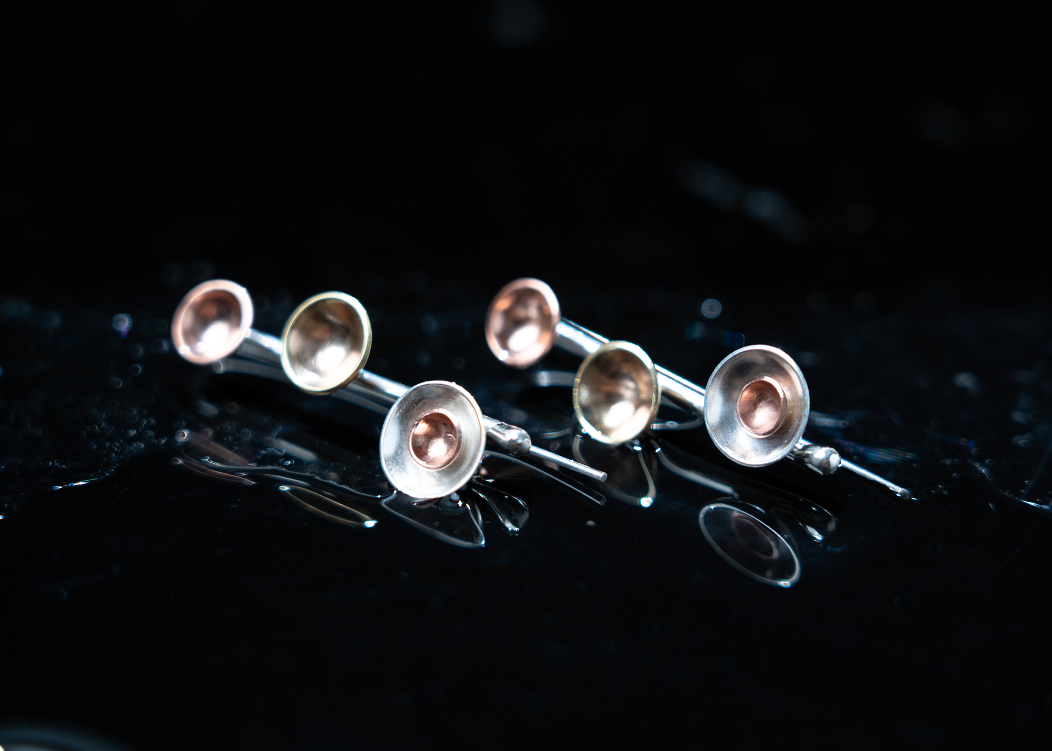 Pebbles on the Beach Long Earrings - Patina Finish