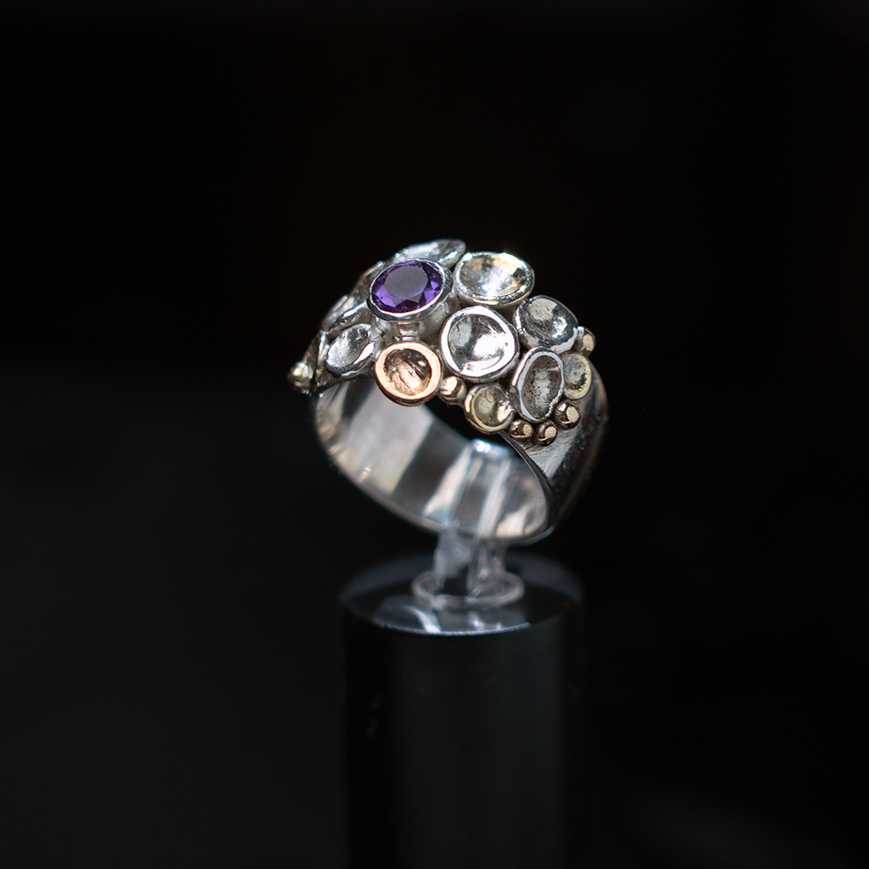 Pebbles on the Beach Ring Amethyst