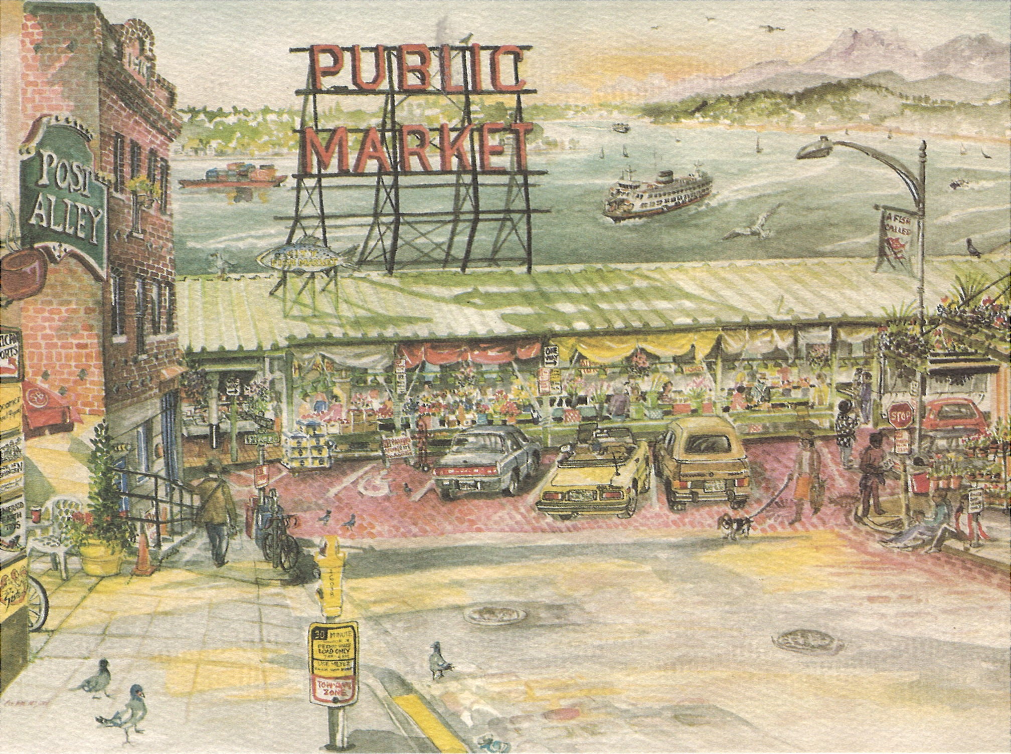 Puget Sound ferry from Pine Street at the north end of the Pike Place Market