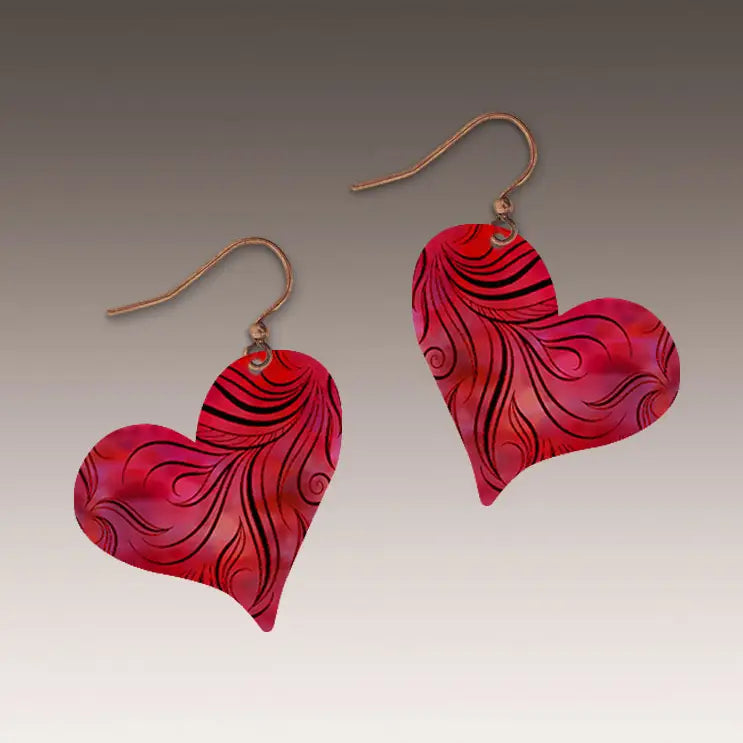 Red Wavy Heart Handmade Earrings | ROH