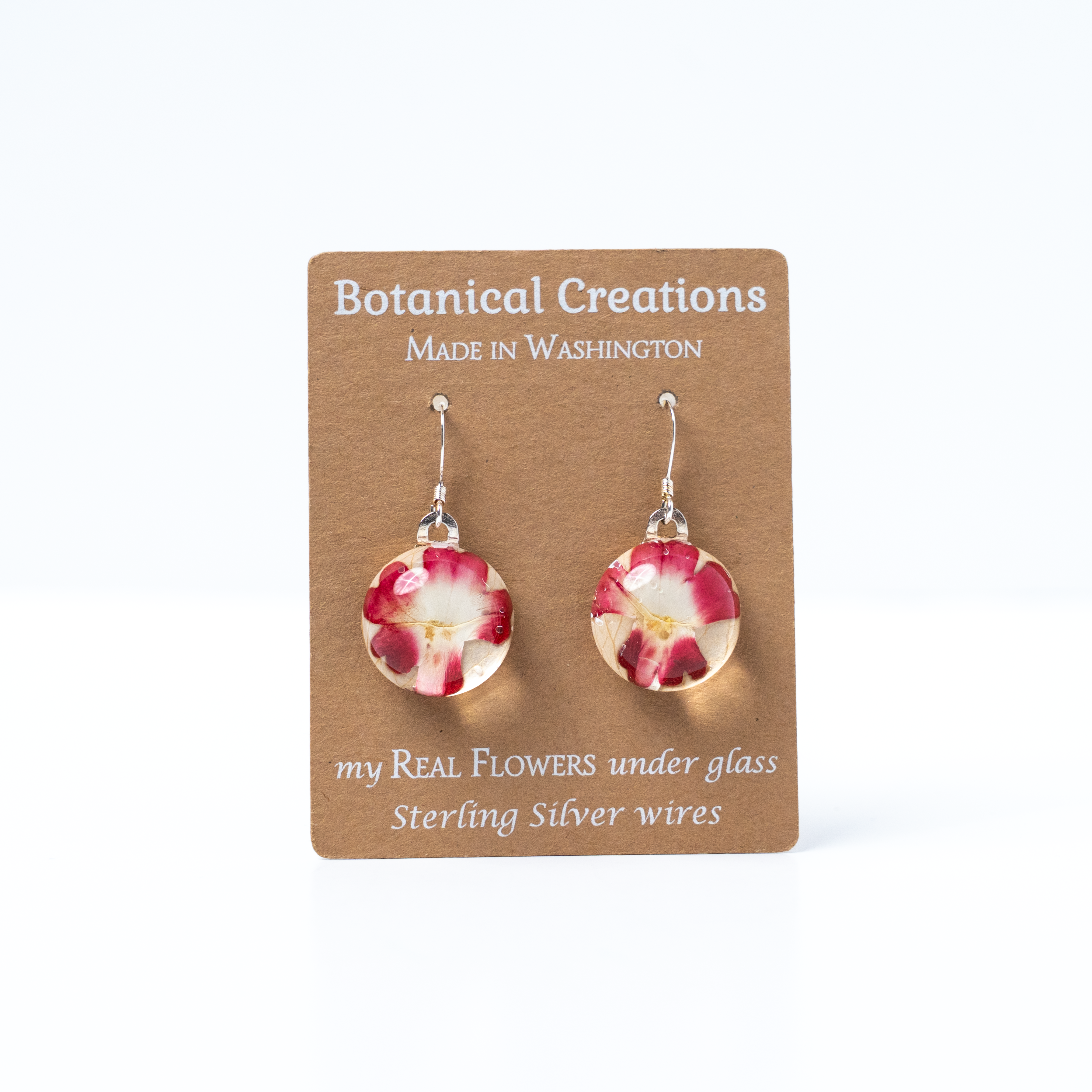 Rose Petal + Summer Verbena Dangle Earrings by Botanical Creations