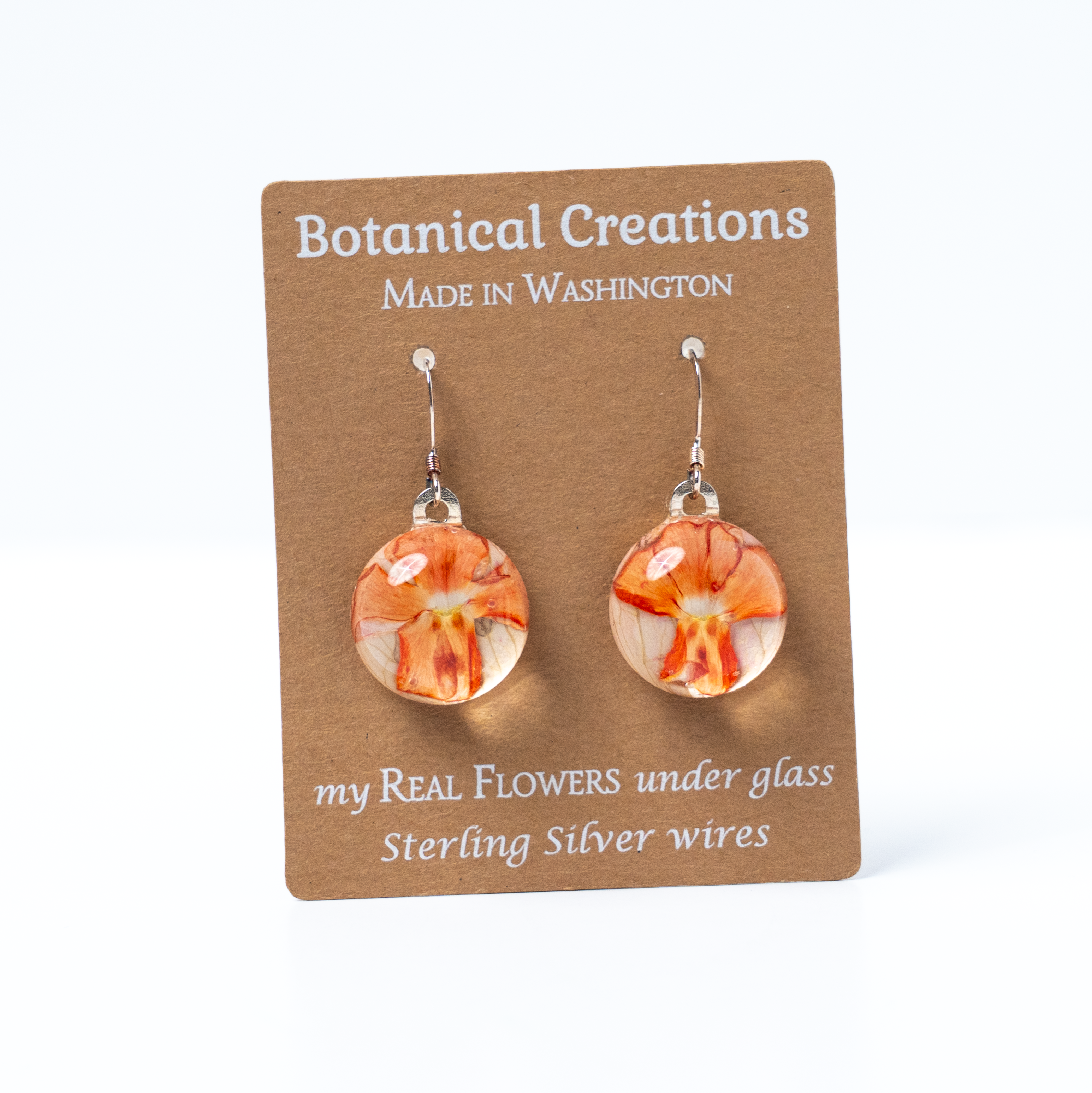 Hydrangea Petals + Summer Verbena Dangle Earrings by Botanical Creations