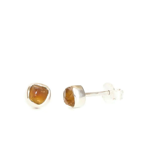 Rough Citrine Sterling Silver Studs