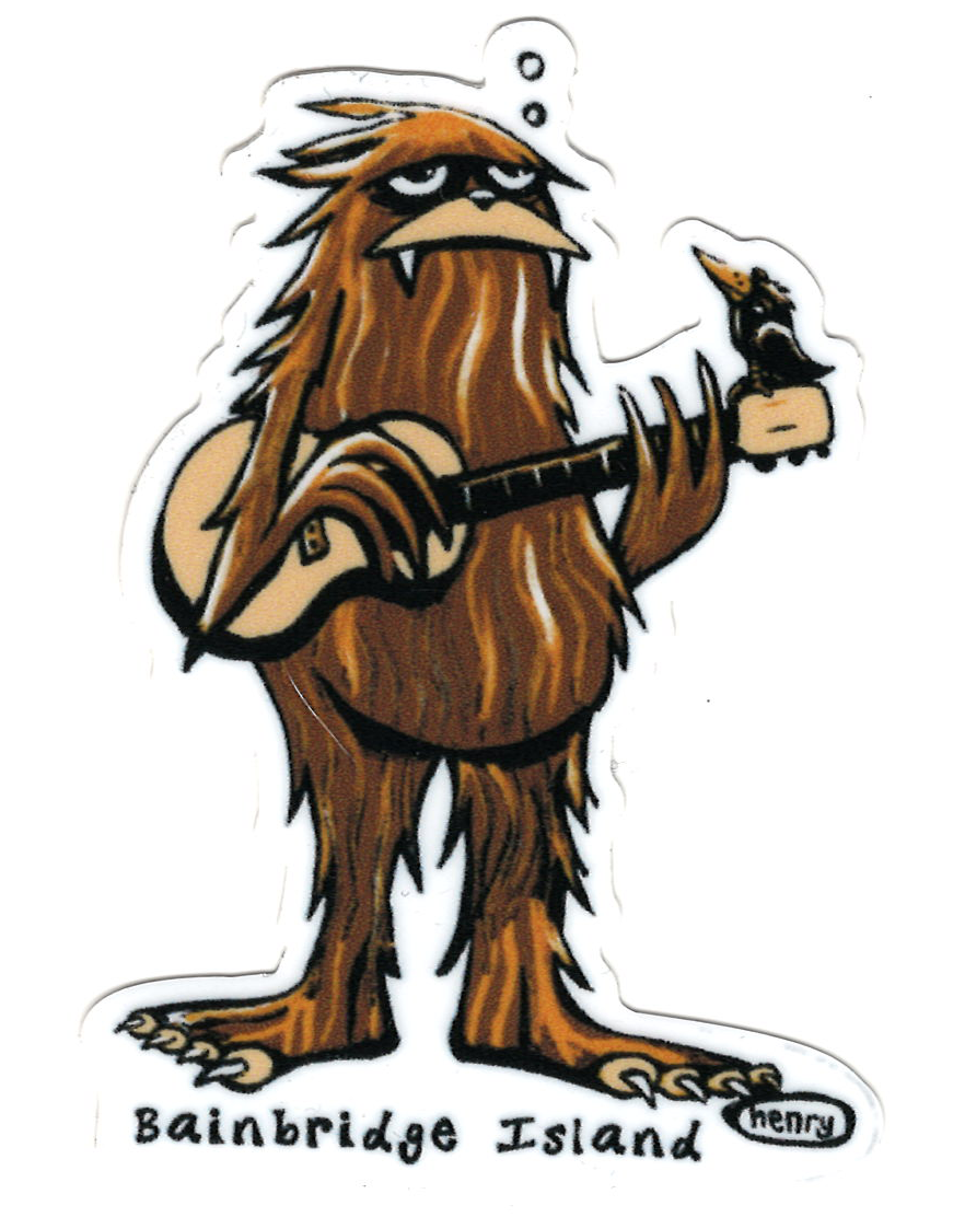 Bainbridge Island Sasquatch With Guitar Sticker