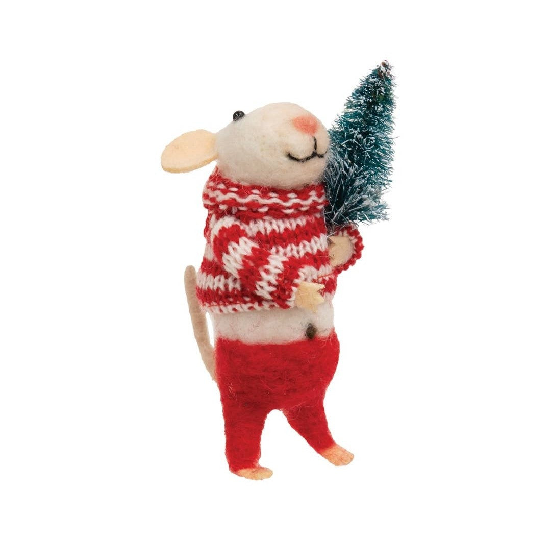 Christmas Mouse Felted Ornament