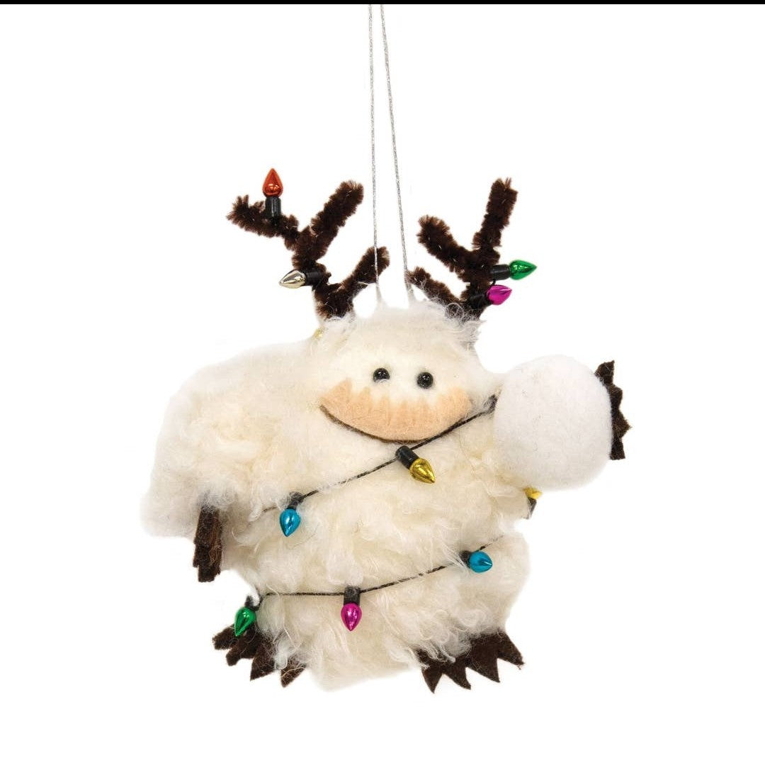 Felted Abominable Snowman Ornament