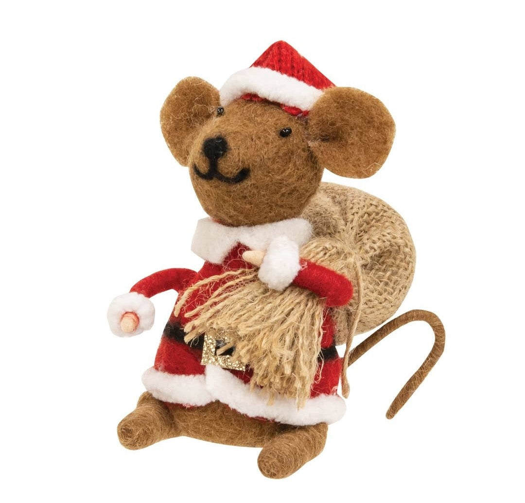 Santa Mouse Felted Ornament