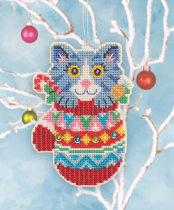 Mitten Kitten Cross Stitch Ornament Kit