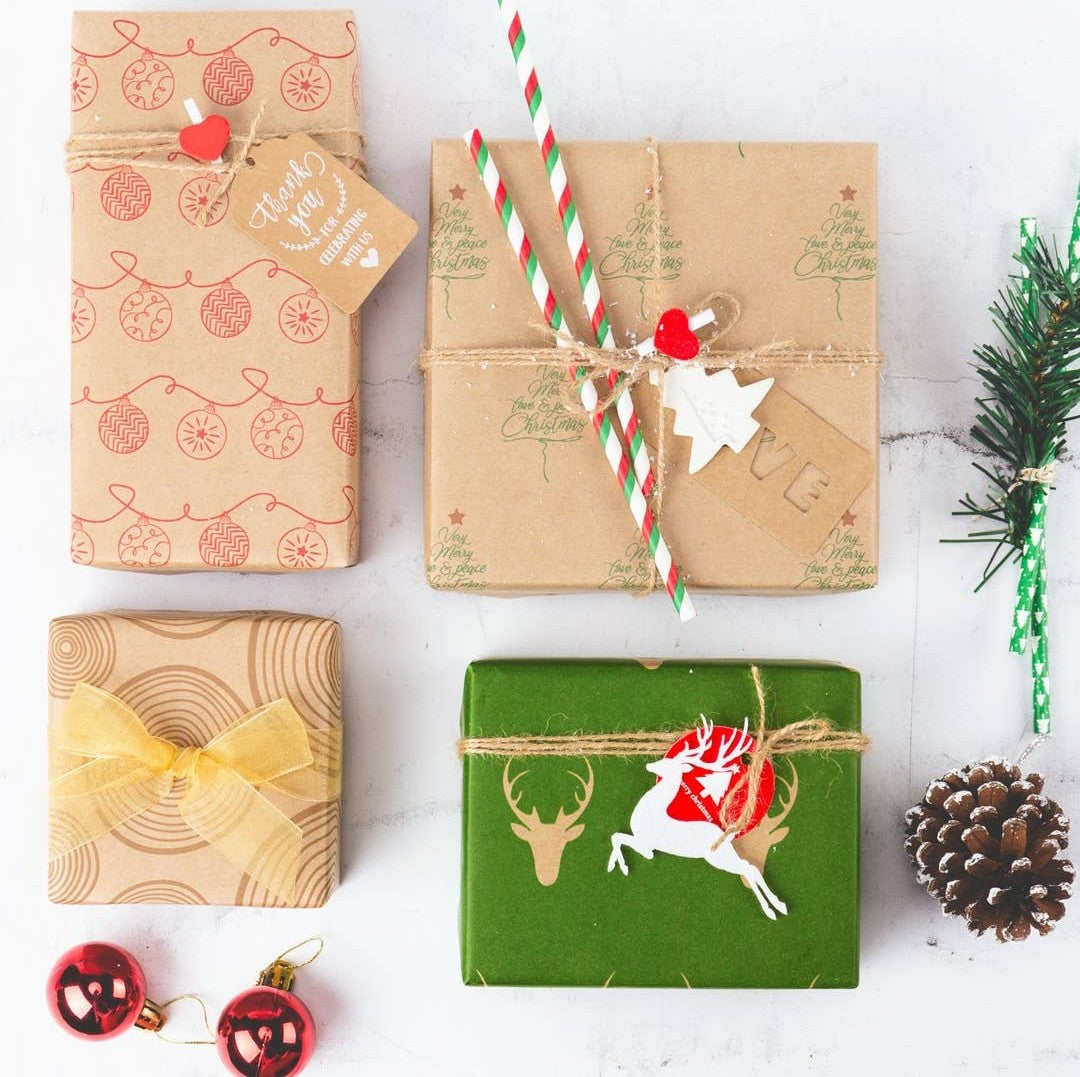 Classic Holiday Kraft Wrapping Paper Bundle