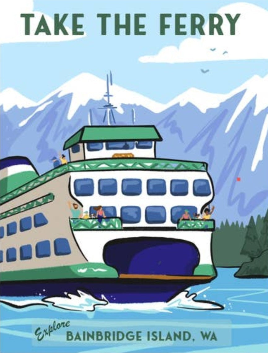 Explore Bainbridge Island Retro Inspired Art Print