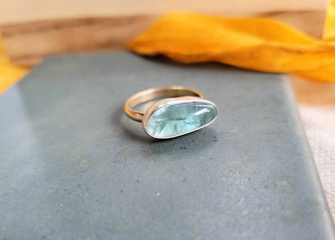 East West Blue Apatite Ring