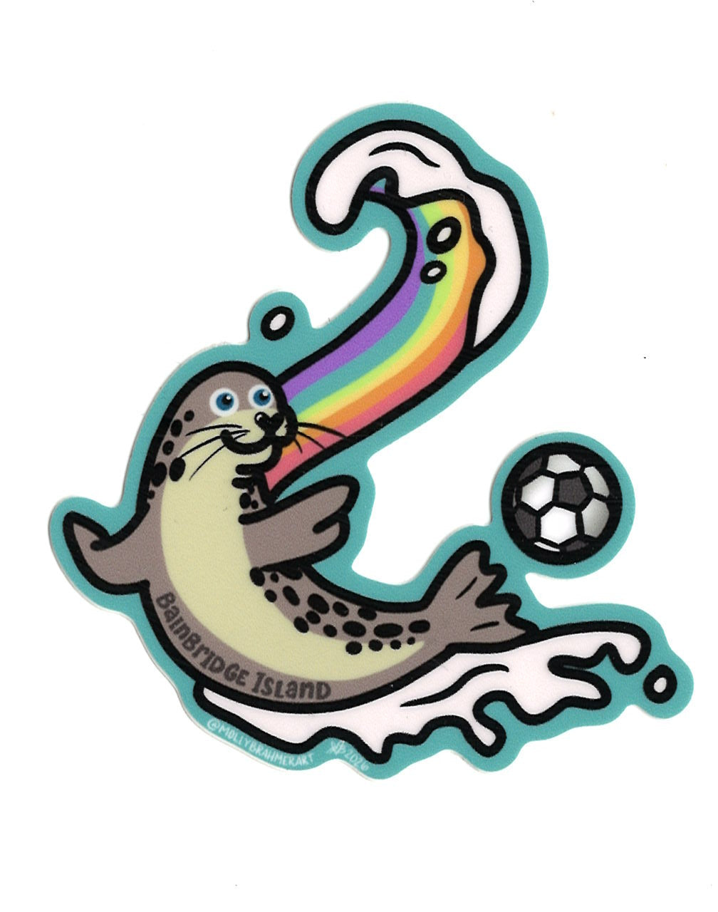 Sea Otter Soccer Sticker by Molly Brahmer Art