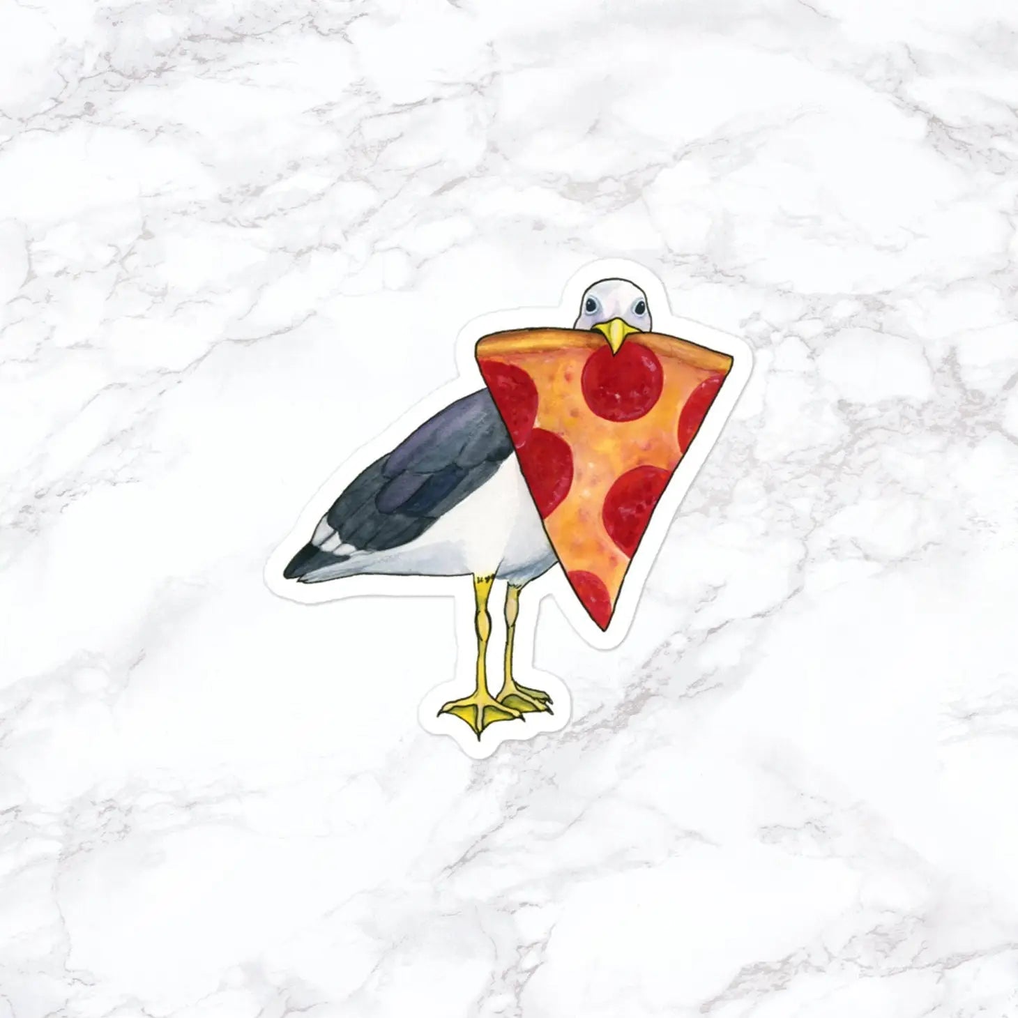 Seagull with Pizza Sticker