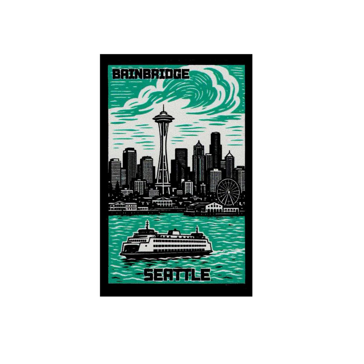 Bainbridge Island to Seattle Ferry & Skyline Sticker