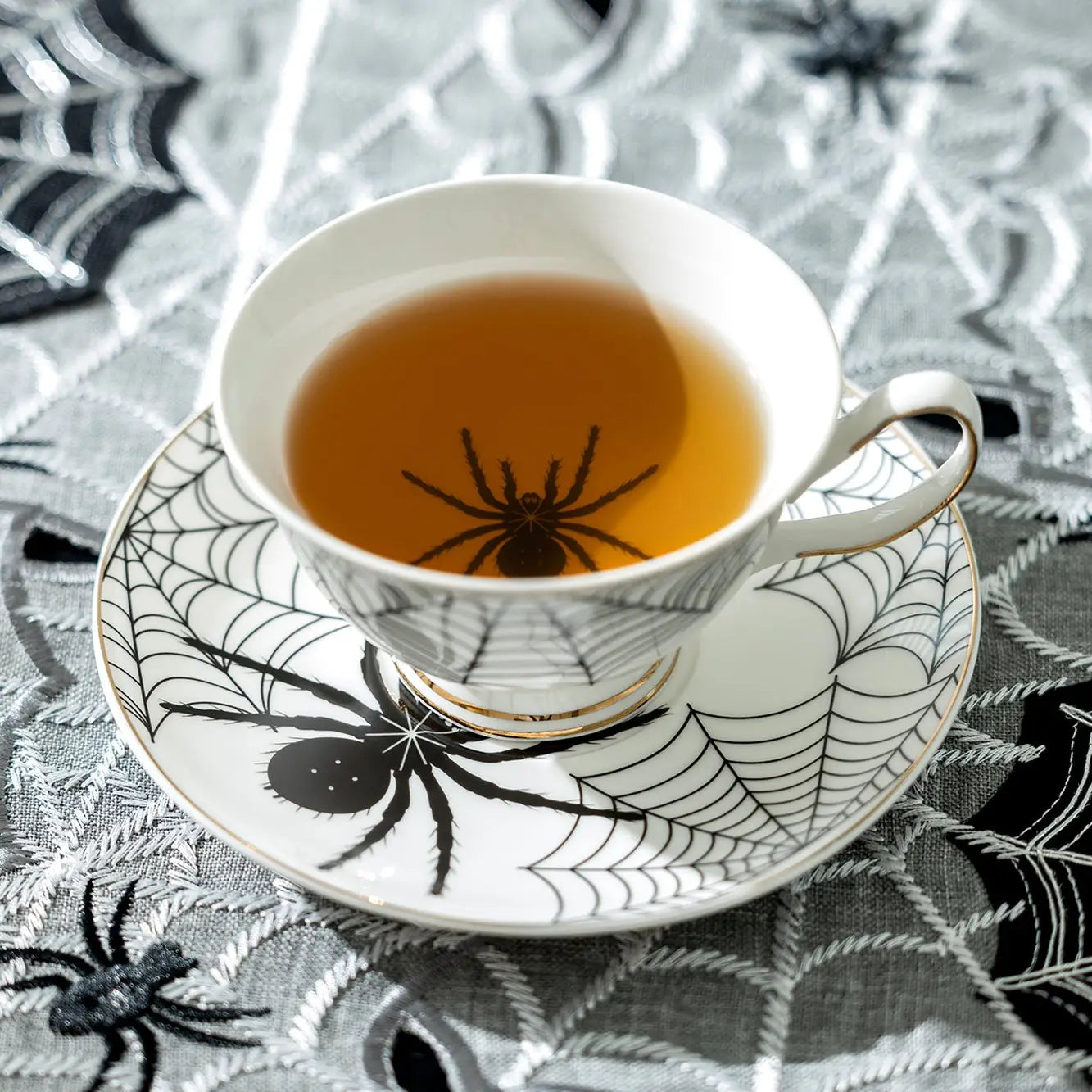 Spider White Gold 7oz Tea Cup and Saucer