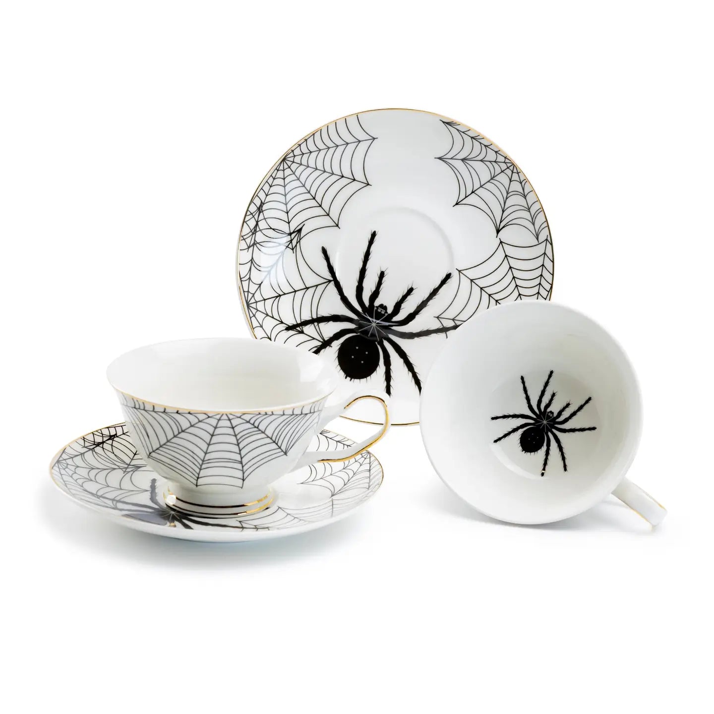Spider White Gold 7oz Tea Cup and Saucer