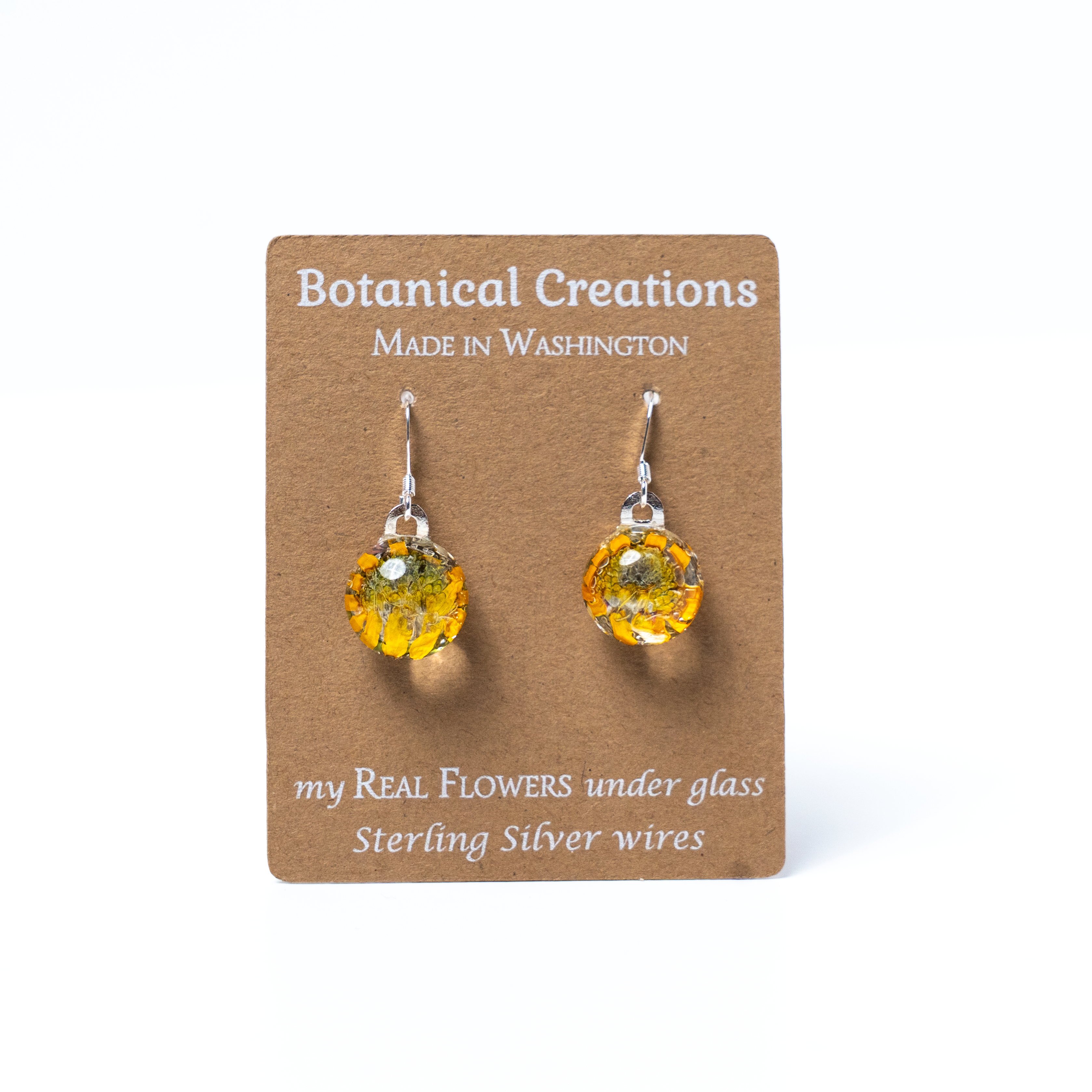 Sunflower Dangle Earrings by Botanical Creations