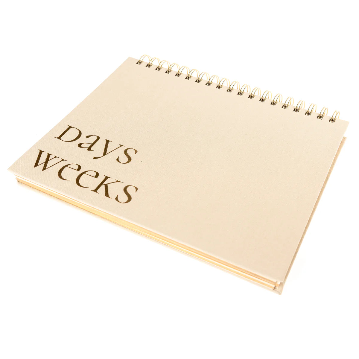 Taupe Fabric-Covered Spiral Weekly Desk Pad