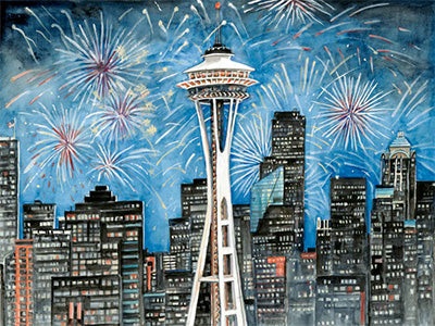 The Space Needle celebrates a New Year - Limited Edition Print