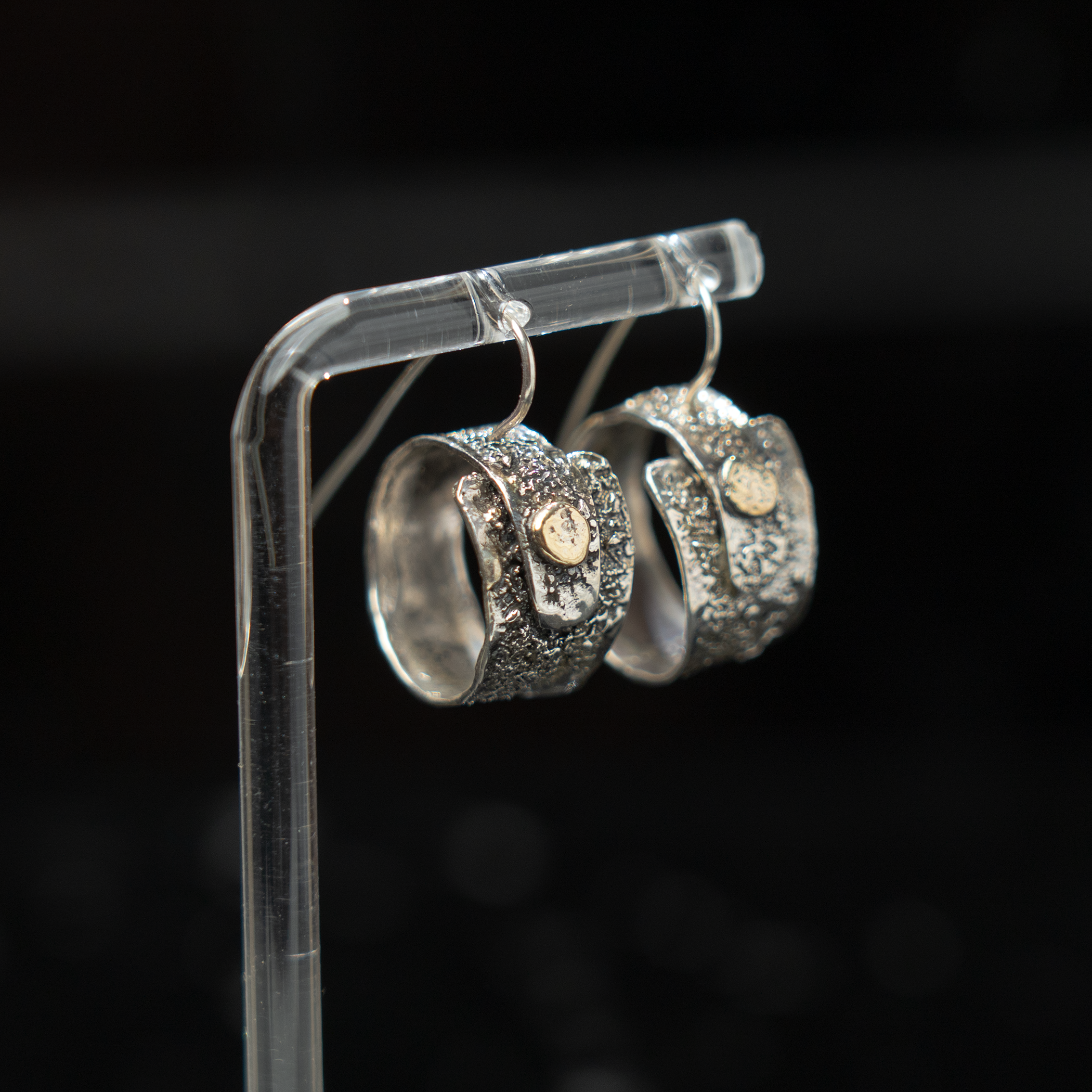 Tkhe Sterling Silver Hoop Dangle Earrings, Bronze Accents