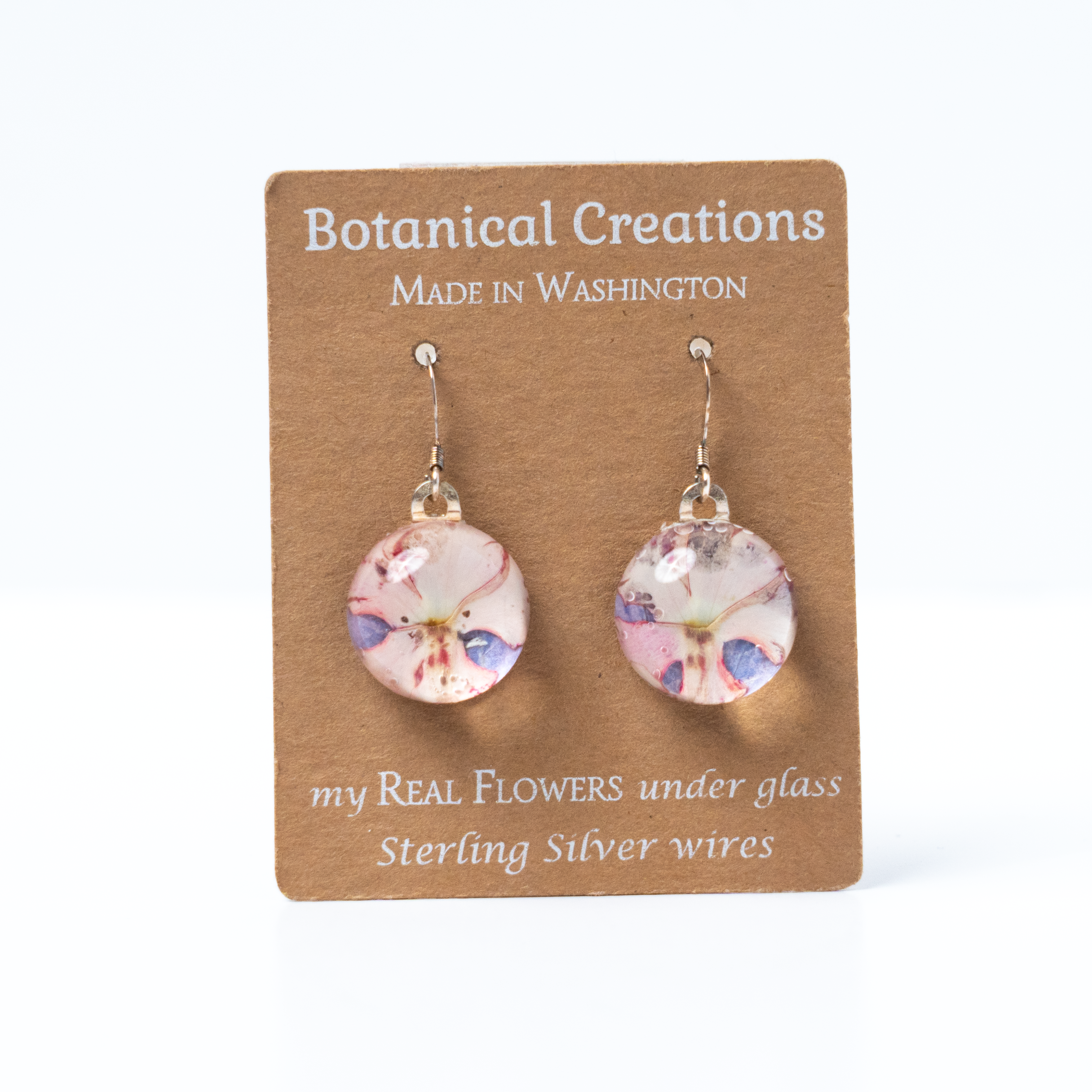 Verbena + Hydrangea Petals Dangle Earrings by Botanical Creations