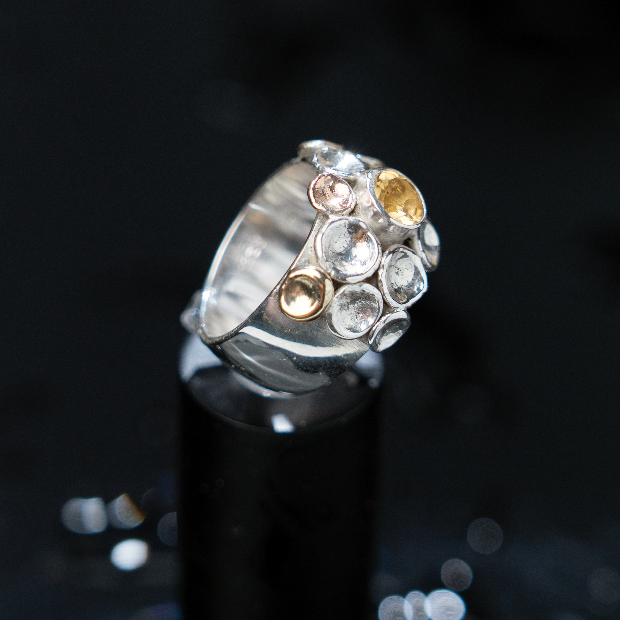 Pebbles on the Beach Ring Honey Topaz