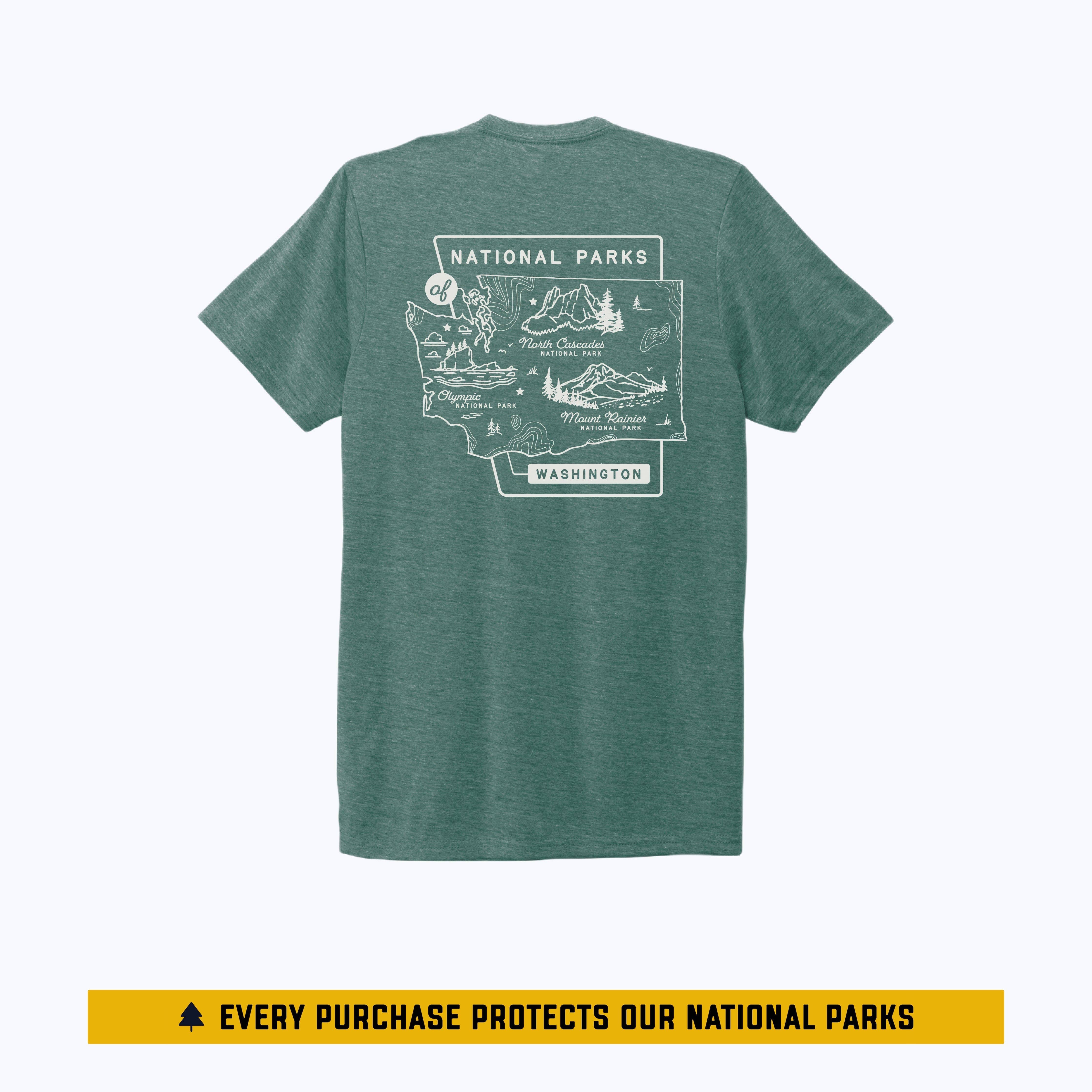 Washington National Parks Eco Tee - Sea Green: L