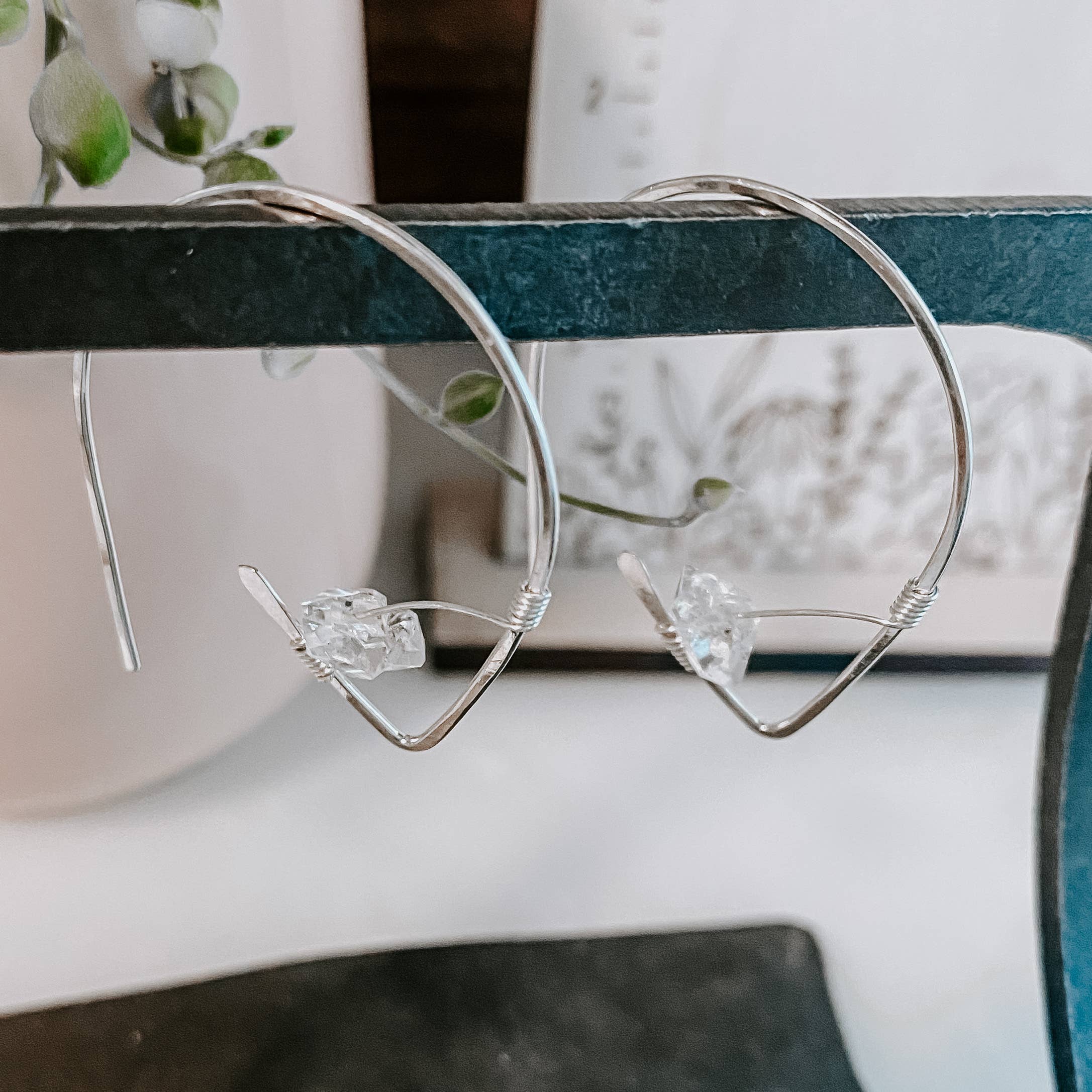 Herkimer Diamond Threader Earrings