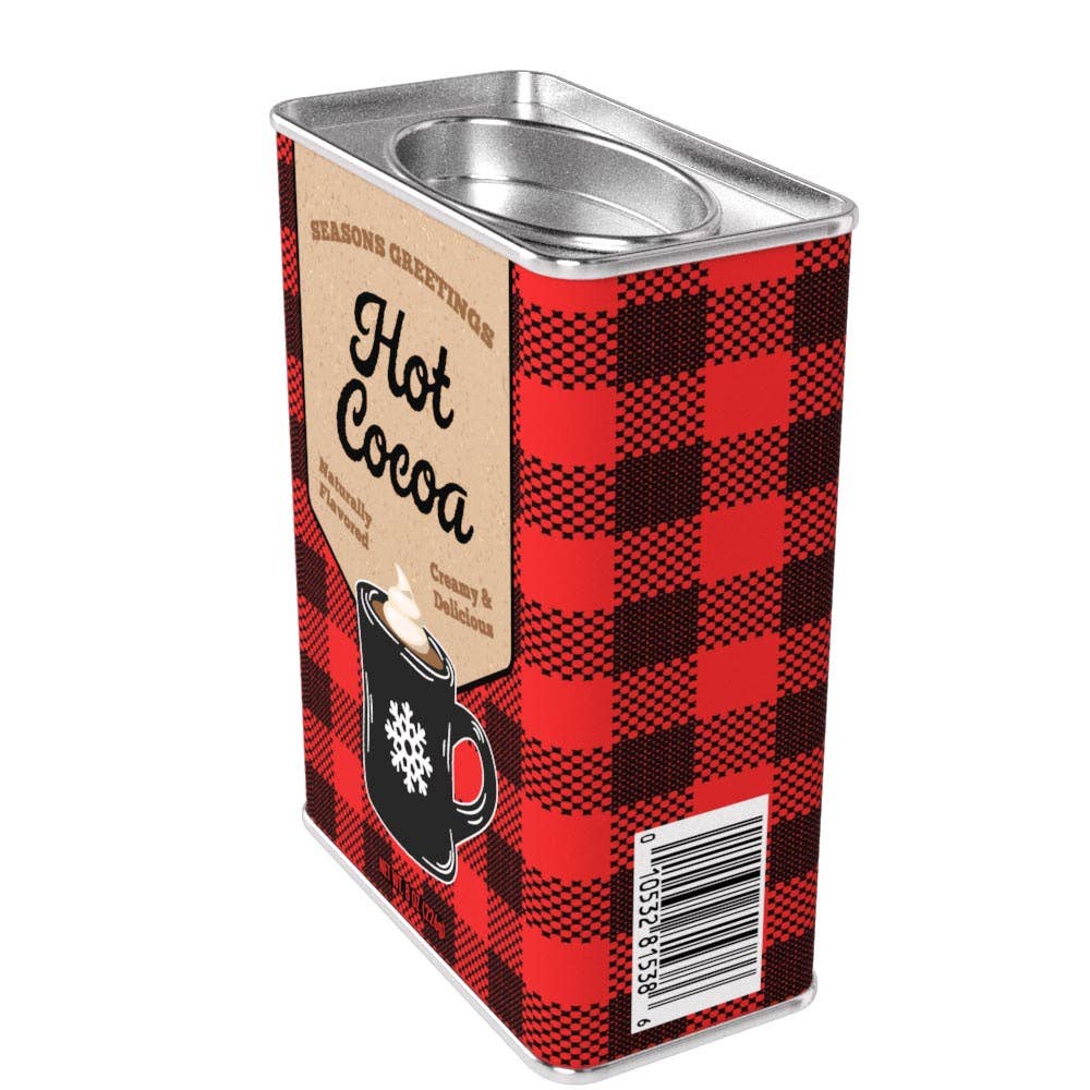 Season's Greetings Red Plaid Chocolate Hot Cocoa (8oz Tins)