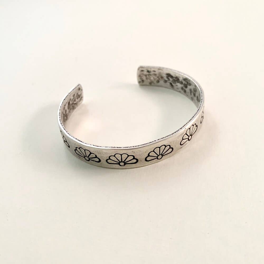 Handmade Flora Cuff: Silver Finish