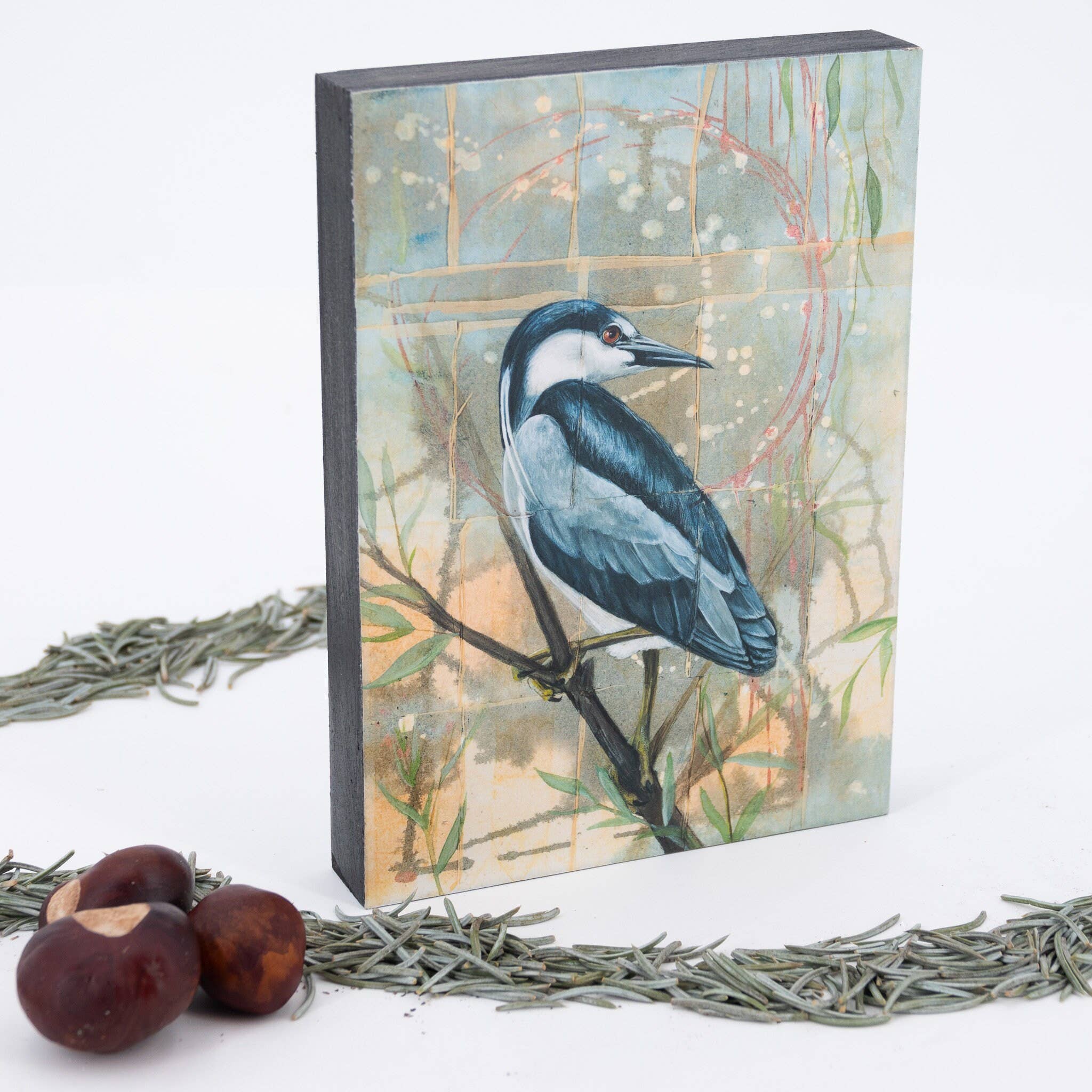 Black-crowned Night Heron Wood Panel Giclée Print