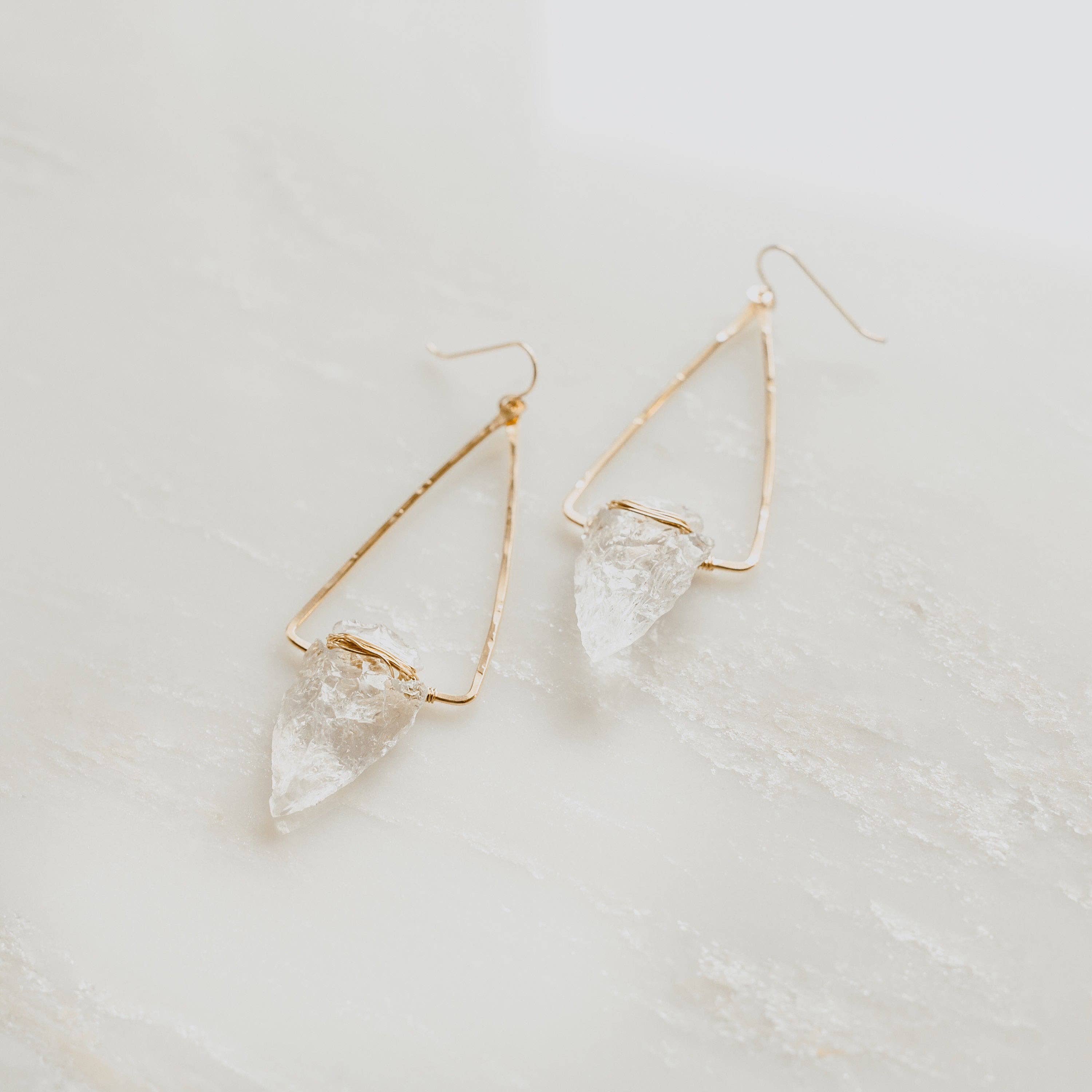Nala Quartz Crystal Arrowhead Earrings: Sterling Silver