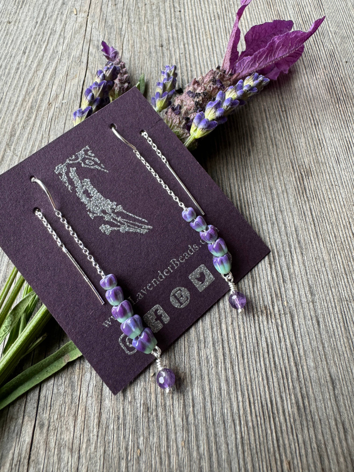 Lavender Threader Earrings